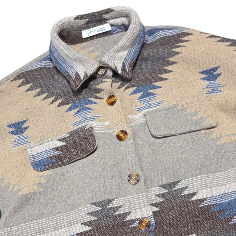 Jess Crum by Hazel and Olive Shacket Womens M Gray Aztec Southwestern Flannel